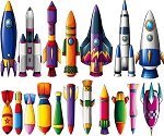 Color rocket design vector